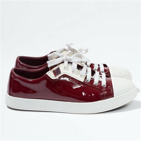 patent prada sneakers|burgundy patent leather prada sneakers.